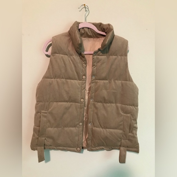 Shein Tan Corduroy Puffer Vest - Picture 1 of 3